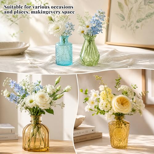 22 Pack Glass Bud Vase Set, Small Flower Vase Set Bud Vases for Wedding Centerpiece Table Decor, Vintage Small Vases for Room Home Dining Party Table Center Decor (Amber Set, 22 Pack) - color: Amber Set, size: 22 Pack