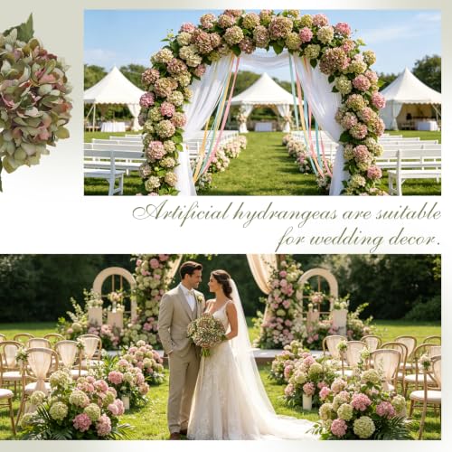 6PCS 21 Inch Lifelike Artificial Silk Hydrangea Flowers, Large Fake Hydrangea Flowers Bouquet with Stems, Full Faux Hydrangea for Home Decor Wedding Table Party Office Decor(Dusty Green) - color: Dusty Green