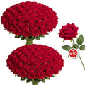 50 Pcs Red Artificial Roses, Real Touch Velvet Fake Flowers with Long Stems Bulk for DIY Bridal Bouquet, Wedding Centerpieces, Valentine's Day, Home Party Decor