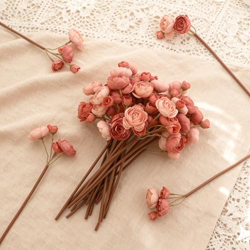 24 Stems Artificial Ranunculus Flowers - 96 Bloom Faux Silk Ranunculus Bouquet for Wedding Decorations, Home Décor, Holiday Arrangements & Large Event Centerpieces (Mixed Deep Pink) - color: Mixed Deep Pink