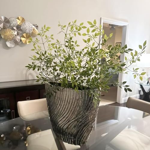 HANDIC Artificial Plants Stems 2pcs Branches for Vase Faux Greenery Stems Plant for Shop Garden Office Home Décor (45"/Each Branch) (2, Green)