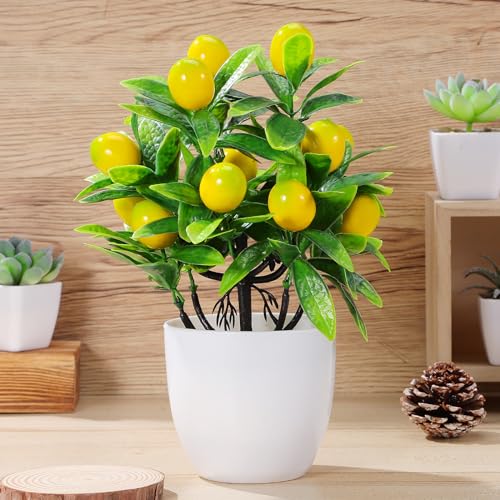 Small Artificial Tree Faux Bonsai Plant with Pot 9.44X14.96X7.48In Decorative Fake Tree for Home Office Desk