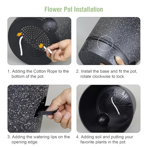 Meowell 12 inch Large Self Watering Pots, Plant Pots with Mesh Drainage Holes for Indoor Outdoor Plants, Plastic Planters with Deep Reservoir for Garden House Flower Plants, Speckled Black - color: Speckled Black, size: 12inch A