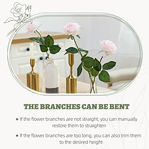 ZMZQ&flw 12PCs Artificial Roses, Real Touch Silk Flowers, Realistic Single Fake Flower with Stems Leaves for Wedding Table Bouquet Home Decor DIY, Light Pink - color: Light Pink 12pcs