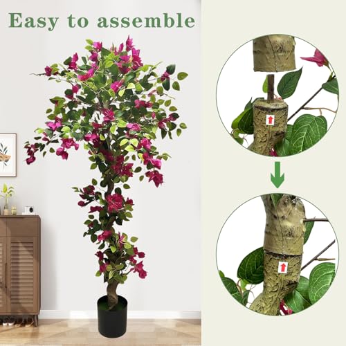 Artificial Bougainvillea Tree 5.6ft, 2 Pack Fake Bougainvillea Plant Potted Faux Tropical Tree for Home Indoor Outdoor Decor, Office, Patio, or Living Room Decoration - size: Bougainvillea 2pack