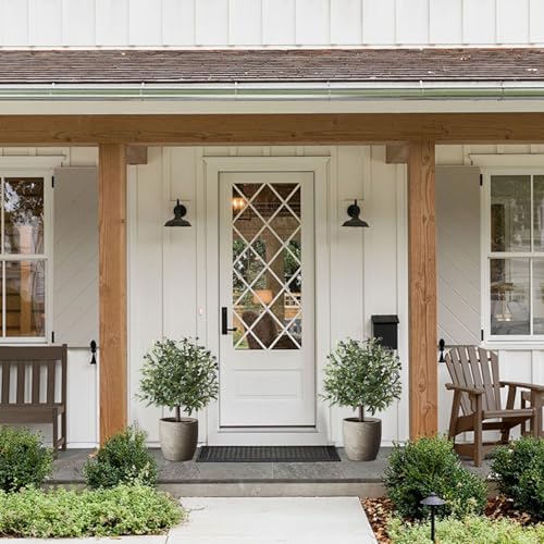 25" Tall Artificial Olive Topiary Ball Tree Set of 2 Pack, Olive Boxwood Topiary Ball Potted Bushes UV Resistant Potted Plants for Indoor Outdoor Home Garden - color: Green-2pcs