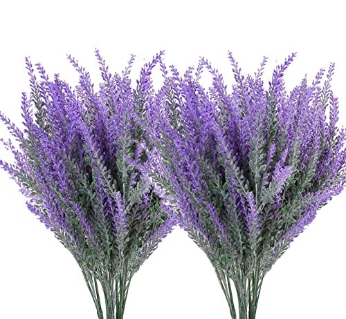 Artificial Lavender Flowers Bouquet in Purple, Fake Plants Christmas Decorations Ornaments for Home Decor Wedding Garden Office Patio Decoration Party Arrangement Outdoor Indoor - 8 pcs - color: Lavender / 8pcs