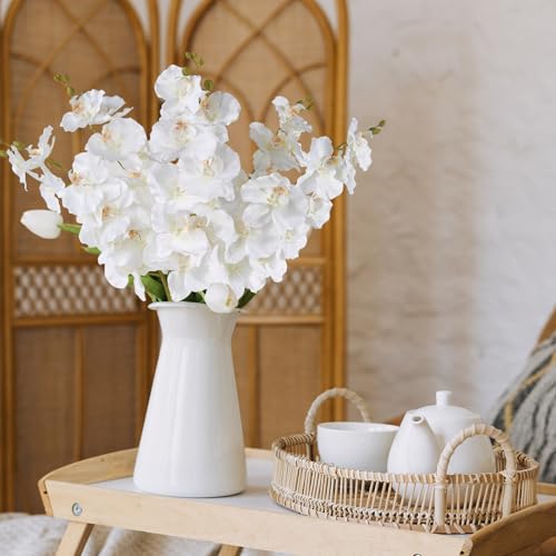 6 Pcs Artificial Orchid Stems 33.5" Tall 9 Large Petals Fake White Phalaenopsis Flower Arrangements for Home Wedding Living Room Table Centerpiece Office Table Decor White - color: White（6pcs）