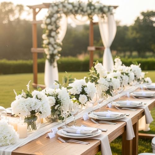 Auihiay 64 PCS Artificial Hydrangea Flowers, Silk Hydrangea Full Flowers Heads with Stems for Wedding Centerpieces, Home, Garden, Baby Shower, Party Decoration (Ivory) - color: Ivory