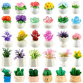 Threehoney 30 Pcs Miniature Dollhouse Plants Accessories Mini Artificial Potted Flower Tiny Resin Greenery Cactus Figurines for Doll House Gift DIY Garden Bonsai Micro Landscape Decoration(Succulents) - style: Succulents