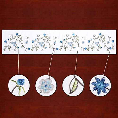 Double Thickness Rustic Embroidered Floral Table Runners for Spring and Summer, Dresser Scarf (Blue, 14 × 70 Inch) - color: Blue, size: 14 × 70 Inch