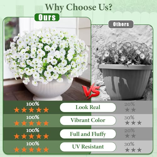 Yastouay Artificial Flowers for Outdoors, 26 Bundles Fake Outdoor Flowers, UV Resistant Artificial Plants & Flowers for Decoration, White Realistic Morning Glory for Outdoor Porch Garden Decoration - color: White, size: 26 Bundles
