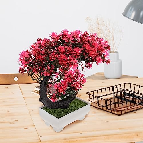 GANAZONO Simulated Green Potted Plants Lifelike Artificial Bonsai Decor for Home Office Shop Easy Care Faux Greenery for Vibrant Indoor Decoration - color: Pink
