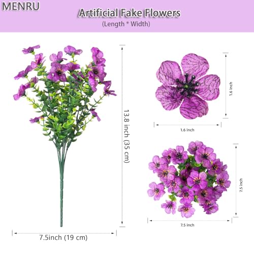 12 Bundles Artificial Flowers for Outdoor UV Resistant and Realistic, Faux Daisy Fake Flowers with Eucalyptus Leaves for Porch, Patio, Planter, Window Box, Home, Garden Decor - color: Light Purple