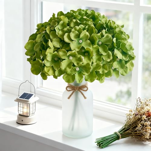 100 Pcs Faux Deep Green Hydrangea Artificial Flowers Bulk, Fake Silk Hydrangea Flowers Heads with Stems for Wedding Decorations Garden Party Baby Shower Porch Home Decor Table Centerpieces - color: Deep Green, size: 100 Pcs