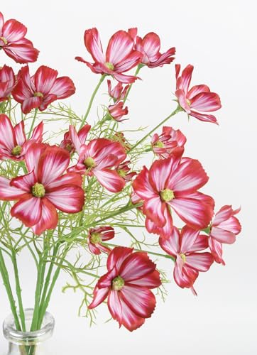 IPOPU Deep Pink Fake Cosmos Flowers 40 Heads Wildflowers Flowers 8Pcs Silk Daisies with Stem for Vase Kitchen Table Centerpiece Arrangement Office Wedding Party DIY - color: Deep Pink)