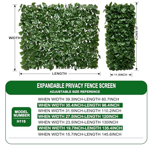 Expandable Fence Privacy Screen for Balcony Patio Outdoor,Decorative Faux Ivy Fencing Panel,Artificial Hedges (Single Sided Leaves)…2 - color: Green