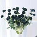 LVEFIT 10 Pcs Emerald Green Kiku Flower Fake Mums Long Stem Flowers,Faux Kiku Flower Bulk,Silk Flowers Mini Chrysanthemum Floral Arrangements,Artificial Flowers Chrysanth Mini Fake Flower - color: Emerald Green