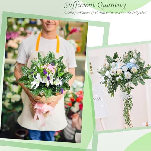 XONOR Artificial Silk Leaf Fern - Artificial Fern Leaves Stem Faux Greenery Plant for Cemetery Grave Headstone Wedding Home Garden Decoration (100Pcs, Dark Green)