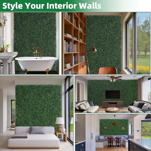 Artificial Boxwood Roll, 48x140 in(47 sqft) UV-Anti Faux Ivy Hedge Grass Wall Panels for Patio and Balcony Privacy, Fake Greenery Backdrop Decor for Fence, Garden, Backyard - size: 48x140inch