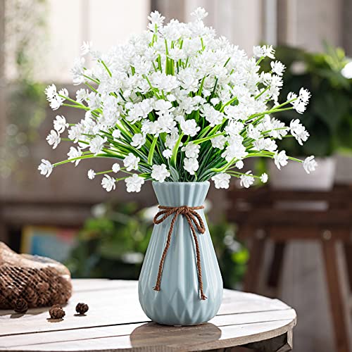 AmyHomie 20 Bundles Artificial Flowers for Outdoor Outside Spring Summer Decoration UV Resistant Faux Flowers No Fade Fake Plastic Plants Garden Porch Window Box Decorating (Pure White) - color: Pure White, size: 20
