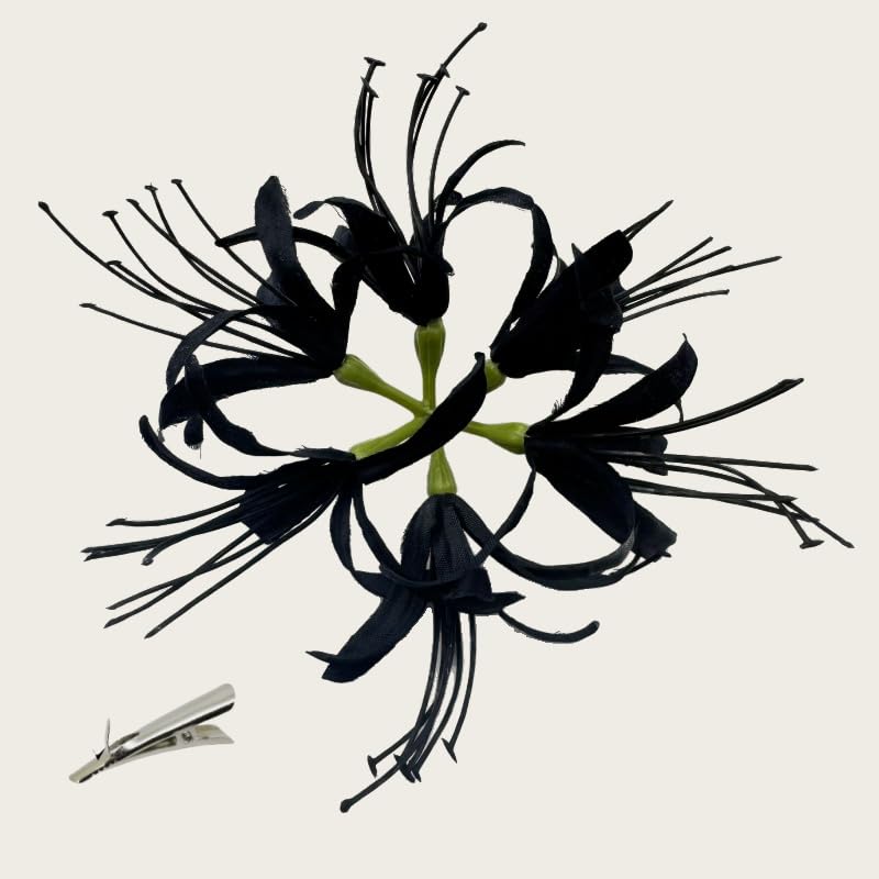 Silk Spider Plant Fake Flowers Heads,Artificial Flowers Spider Silk Flowers for Crafts,Fake Flowers Bulk,Artificial Flowers for Cake Decoration Wedding Party Birthday Home Décor (3, Black) - color: Black