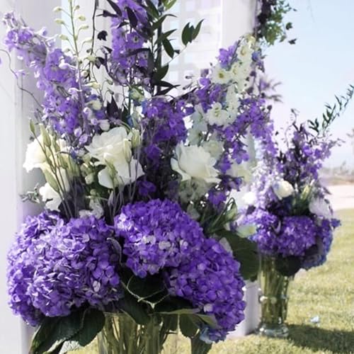 Coferset 5pcs Hydrangea Artificial Flowers Real Touch 20 inch Lifelike Hydrangea Flower for Home Wedding Office Party Living Room Decoration (Purple) - color: Purple