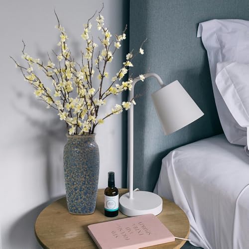 LESING 4pcs Cherry Blossom Flowers Artificial, Fake Silk Cherry Blossom Branches Tall Peach Blossom Flower Stems Arrangement for Wedding Home Office Party Decoration (White -2) - color: White -2
