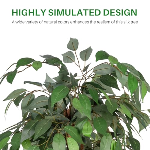 6ft Artificial Ficus Trees, Lush Faux Ficus Tree Artificial Plants Indoor, Realistic Ficus Tree Artificial for Living Rooms, Offices & Stylish Indoor Decor - color: Ficus Tree, size: 6ft