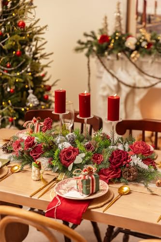 TINGE TIME Artificial Flowers Poinsettia Faux Flowers Bulk for DIY Bridal Wedding Bouquets Baby Shower Centerpiece Table Home Decorations - color: Poinsettia