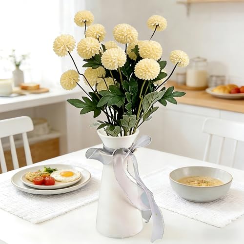 5PCS Yellow Artificial Flowers Dandelion Ball Floral Stems, 5 Head Real Touch Faux Flowers for Vase Filler Spring Home Decor Easter Decorations Farmhouse Centerpiece Wedding Arrangements - color: 5pcs Yellow