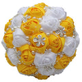 S-ssoy Wedding Bouquet - Bride Bridal Brooch Bouquets Bridesmaid with Free Corsage Flower, Yellow+White - color: Yellow+white