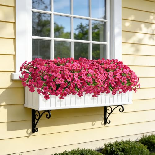Artificial Flowers for Outdoors Fake Plants Outside Decoration, 20 Bundles Fuchsia Silk Petunia with Eucalyptus UV Resistant Realistic Faux Flowers for Outdoor Planters Garden Balcony Yard Porch Patio - color: Fuchsia