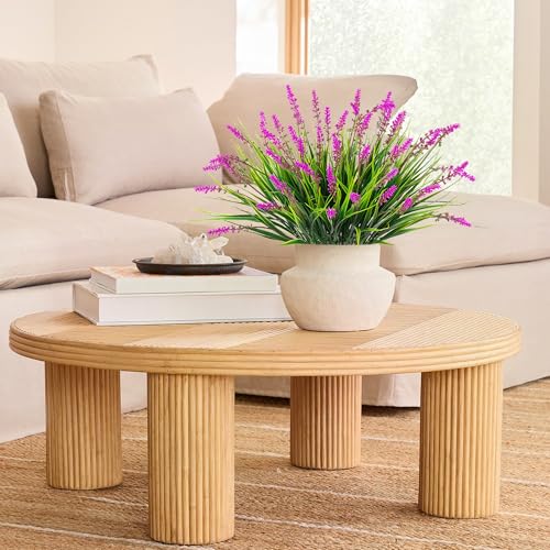 Artificial Flowers Faux Plants for Outdoor Decoration, 12 Bundles Fake Monkey Grass for Home Garden Front Porch Balcony, Lavender Flowers Shrubs UV Resistant No Fade Greenery Bush Planter (Lotus) - color: Lotus, size: 12 Pcs