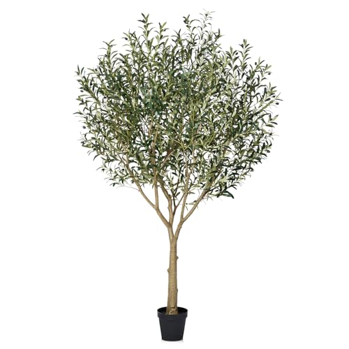VeriNatural Artificial Olive Tree 8FT - Large Fake Olive Trees Indoor with 4028 Silk Leaves, Outdoor Potted Faux Plant with UV Resistant for Living Room,Office,Patio, Home Decor,VN157 - size: 8ft