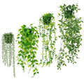 SHENLIU Artificial Hanging Plants for Shelf, 4 Pack Fake Potted Greenery Plant Faux Eucalyptus Vine, Mandala Vine, String of Pearls, Pea pod Leaves in Pot for Office Home Garden Indoor Outdoor Decor