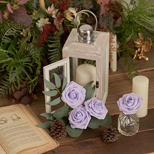Artificial Flowers, 25pcs Artificial Rose for DIY Wedding Bouquets Centerpieces Arrangements, Purple Foam Rose with Stem for Bridal Shower Party Home Decorations - color: Purple, size: 25pcs