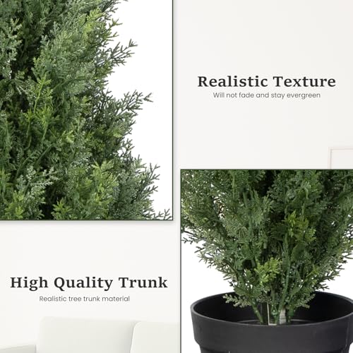 4FT Artificial Cypress Trees 2 Pack Faux Topiary Plants for Outdoor Indoor Home Decor Fake Shrubs for Front Porch Office and Commercial Space - color: Cedar Trees 4ft