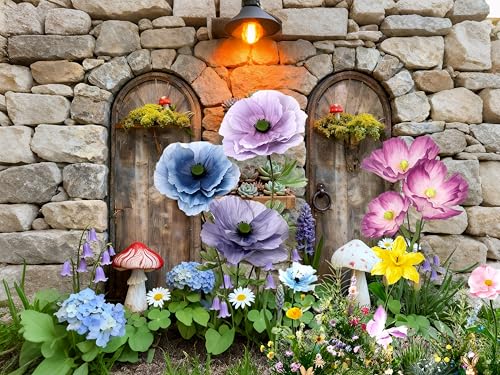 Standing Corn Poppy, Giant 5.58ft Life-Size Faux Blooms with Flexible Stem Metal Base Oversized Wedding Arch Decor,Garden Window Display(Dark Colorful,1) - color: Dark Colorful-5