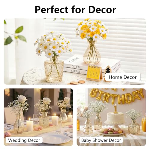 RUCKAE Glass Bud Vases Mini Flower Vase Small Vintage Vases for Centerpiece Table Wedding Decorations Home Decor Party(Gold 32pack) - color: Gold