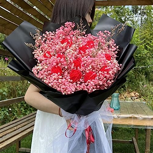 17.2 Inch Dried Flowers Baby's Breath Bouquet - 2500+ Dry Flowers,Natural Gypsophila Branches for Home Decor, Wedding, Table Decor, DIY Wreath Floral, Dry Flowers Bulk for Vase (Pink) - color: Pink