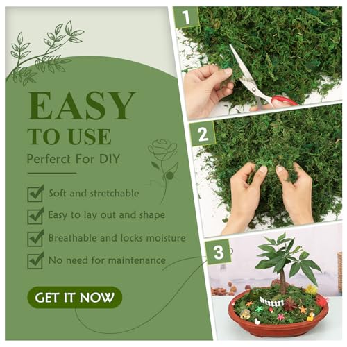MAPVOLUT 30 OZ/1.87 LB Artificial Moss for Plants Indoor, Green Fake Moss for DIY Crafts, Decorative Moss for Fairy Gardens, and Potted Plants - Natural Texture & Durable Moss for Planter Filler - color: Green