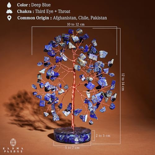 Lapis Lazuli Crystal Tree of Life Birthday Gifts for Women, Men, Friends, Handmade Chakra Healing Crystal Tree for Home Office Decor, Positivity, Good Luck, Money, Unique Gifts for Her Mom Sister, Dad - color: Orgone Base Lapis Lazuli Crystal Tree