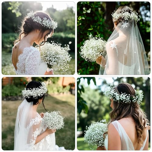 Babys Breath Artificial Flowers, 30 pcs White Flowers Artificial Real Touch Faux Flowers Bouquet Look Real Fake Flowers for Wedding Party Home Garden Tables Centerpieces Office Arrangements Decoration - color: Baby Breath-white