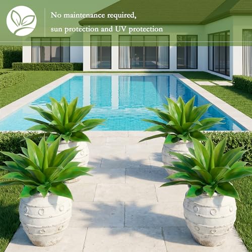 Artificial Agave Faux Agave Fake Greenery Outdoor Artificial Plants Fake Plants for Indoor Home Decor Plastic Plants Outdoor Decor Front Porch Decor Simulation Plants 22"(2Pcs Green) No Vase - color: 22''green