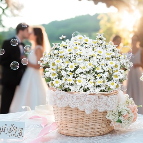 Small Daisy Flowers Artificial Wildflowers Chamomile White 18 Pcs | Mini Daisies Flowers Silk Spring Summer Chamomiles for DIY Floral Arrangements Wedding Table Centerpieces Party Home Decor - color: White