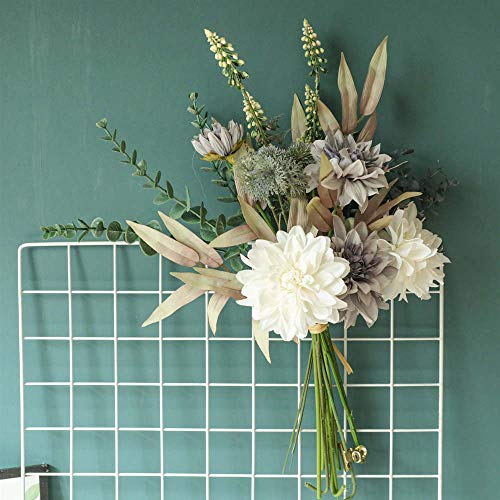 KIRIFLY Artificial Fake Flowers Plants Silk Flower Arrangements Wedding Bouquets Decorations Plastic Floral Table Centerpieces for Home Kitchen Garden Party Décor (Purple White)