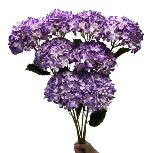 8pcs Purple Hydrangea Artificial Flowers 27.61" Large Realistic Single Long Stem Faux Silk Hydrangea Bouquets Flowers Arrangements Home Office Decor Wedding Centerpieces DIY - color: Purple