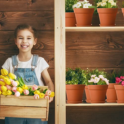 Mumufy 54 Pack 4 Inch Plant Pots Bulk Small Planter with Drainage Hole and Saucer Small Plastic Pots for Flowers Succulent Cactus and All House Indoor(Terracotta) - color: Terracotta
