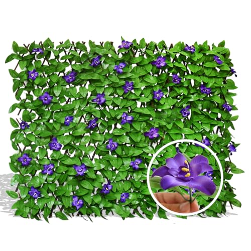 Expandable Fence Privacy Screen for Balcony Patio Outdoor,Decorative Faux Ivy Fencing Panel,Artificial Hedges (Single Sided Leaves)…3 - color: Purple
